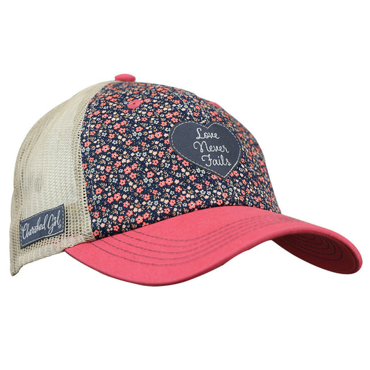 Rosy Brown Cherished Girl Womens Cap Love Never Fails Floral