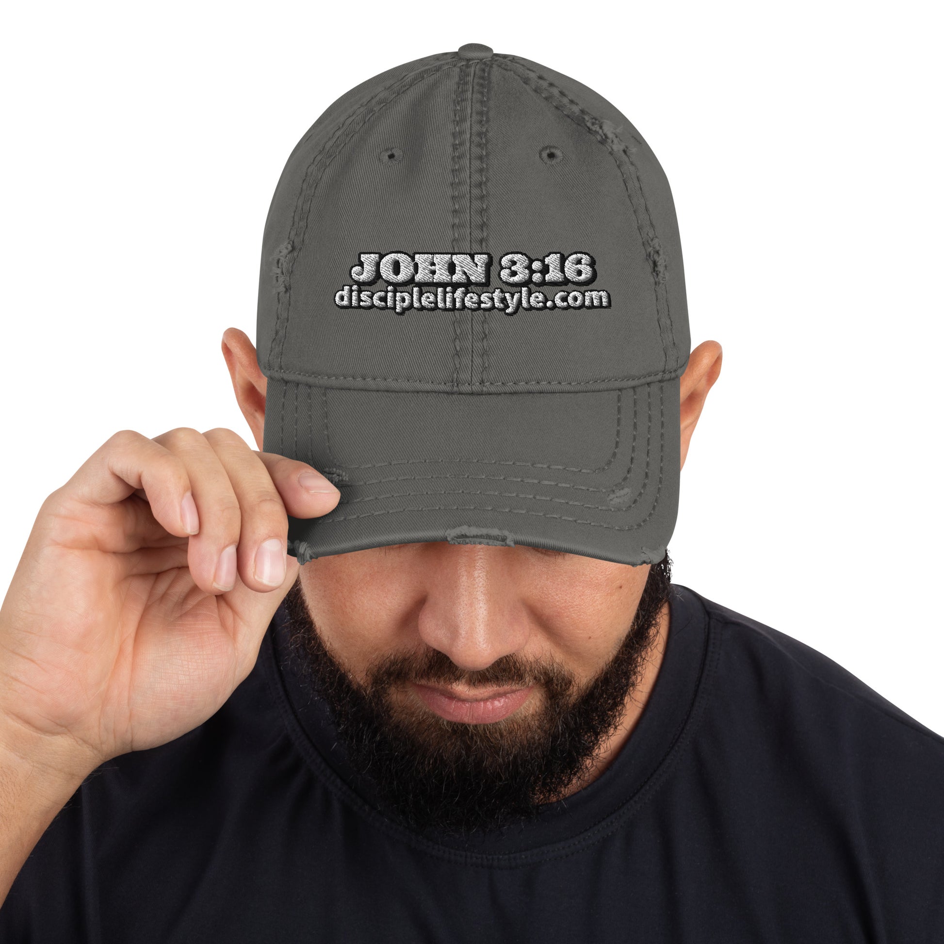 Dark Slate Gray John 3:16 Distressed Dad Hat