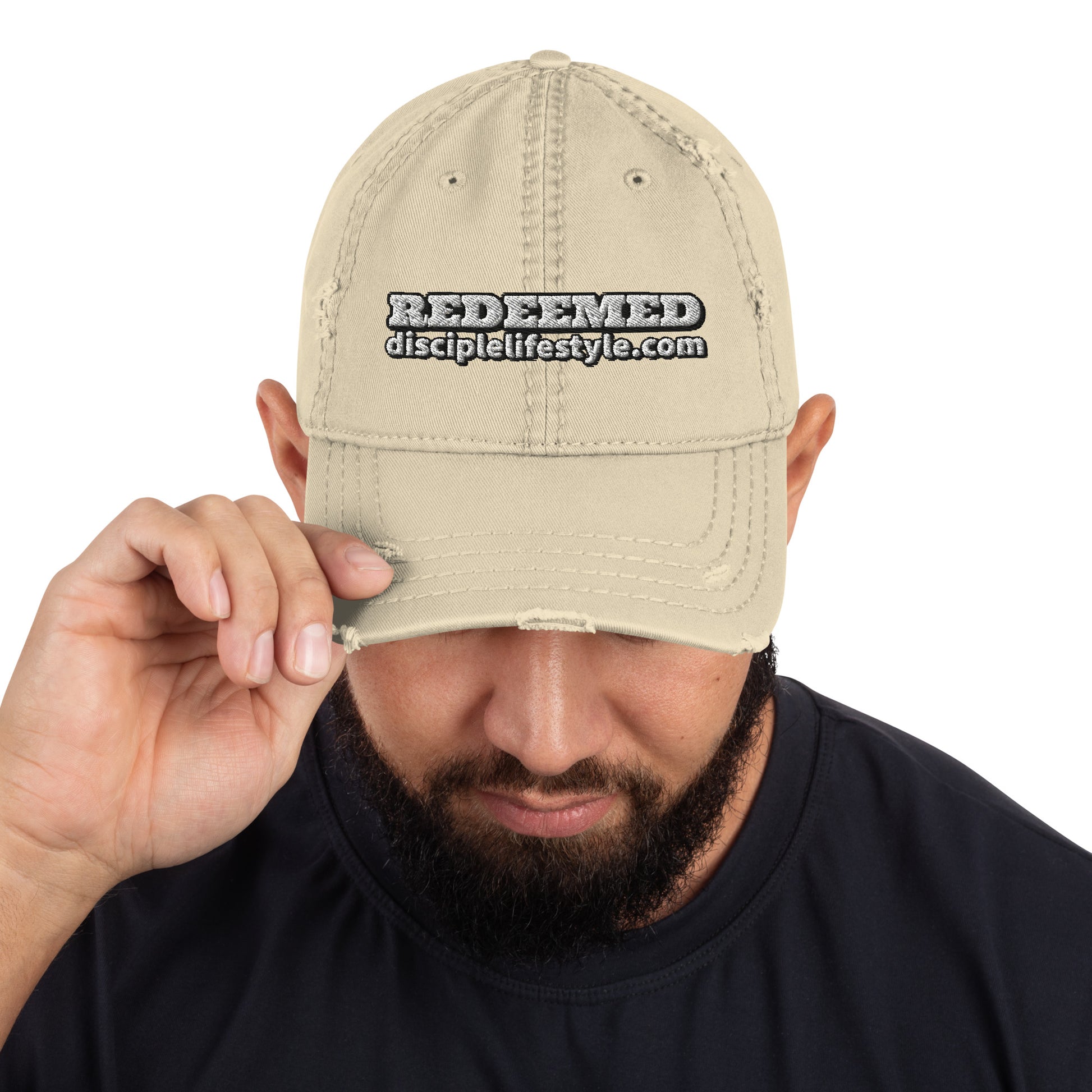 Black Redeemed Distressed Dad Hat